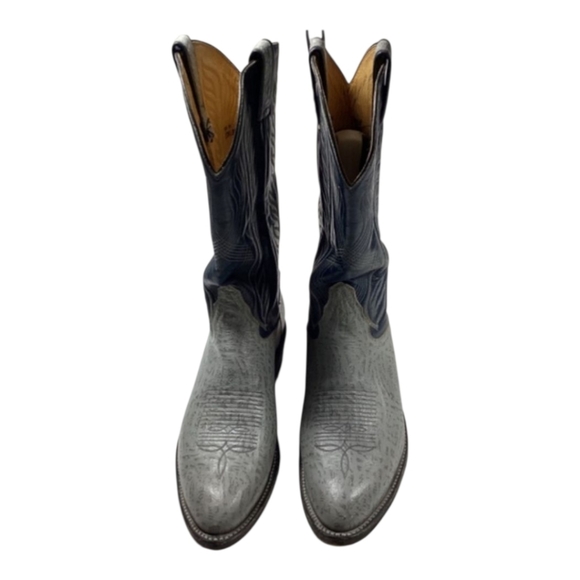 Tony Lama Cowboy Boots Men’s Western Gray Leather with Black Shaft Size 10.5 - Picture 3 of 14